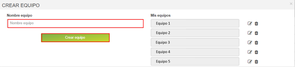 Crear equipo